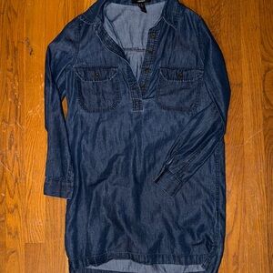 Lightweight Denim Long Sleeve Shirt short Dress